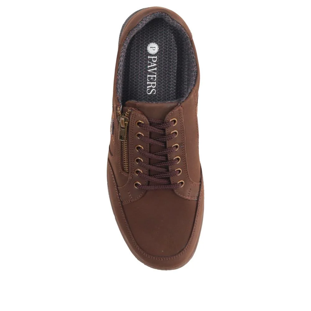 Casual Leather Lace-Up Trainers - DDIN40008 / 326 584 - Brown - Image 5