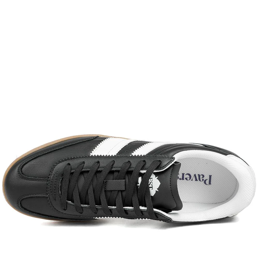 Casual Leather Lace Up Trainers - DINGX43002 / 329 045 - Black-White - Image 5