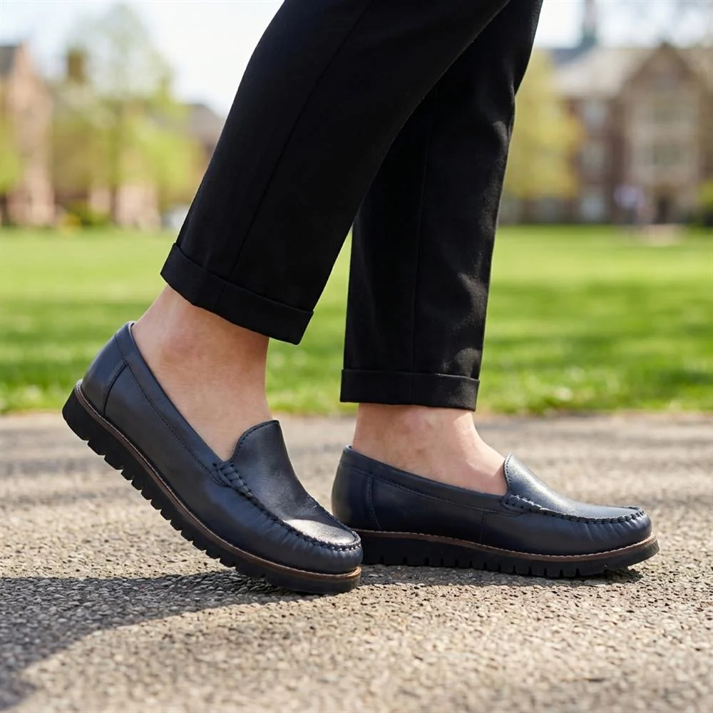 Casual Leather Moccasins - MOEN43007 / 329 557 - Navy - Image 2