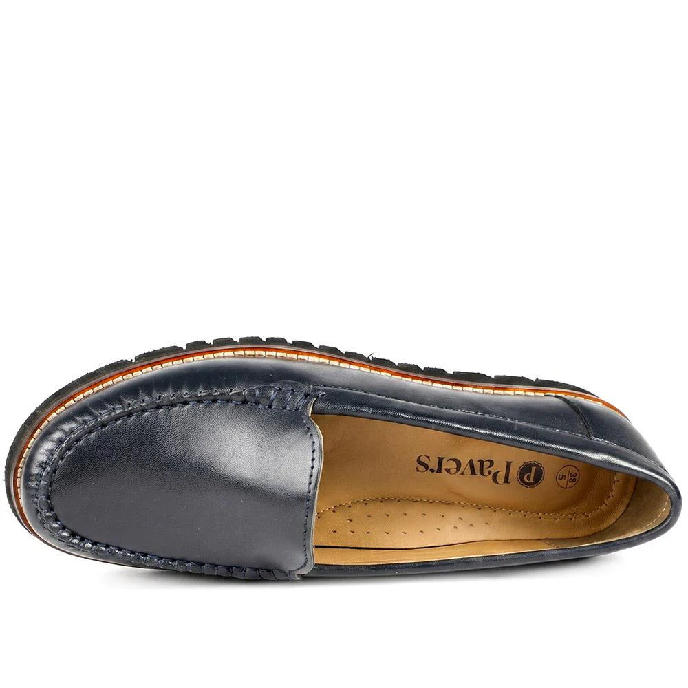 Casual Leather Moccasins - MOEN43007 / 329 557 - Navy - Image 5