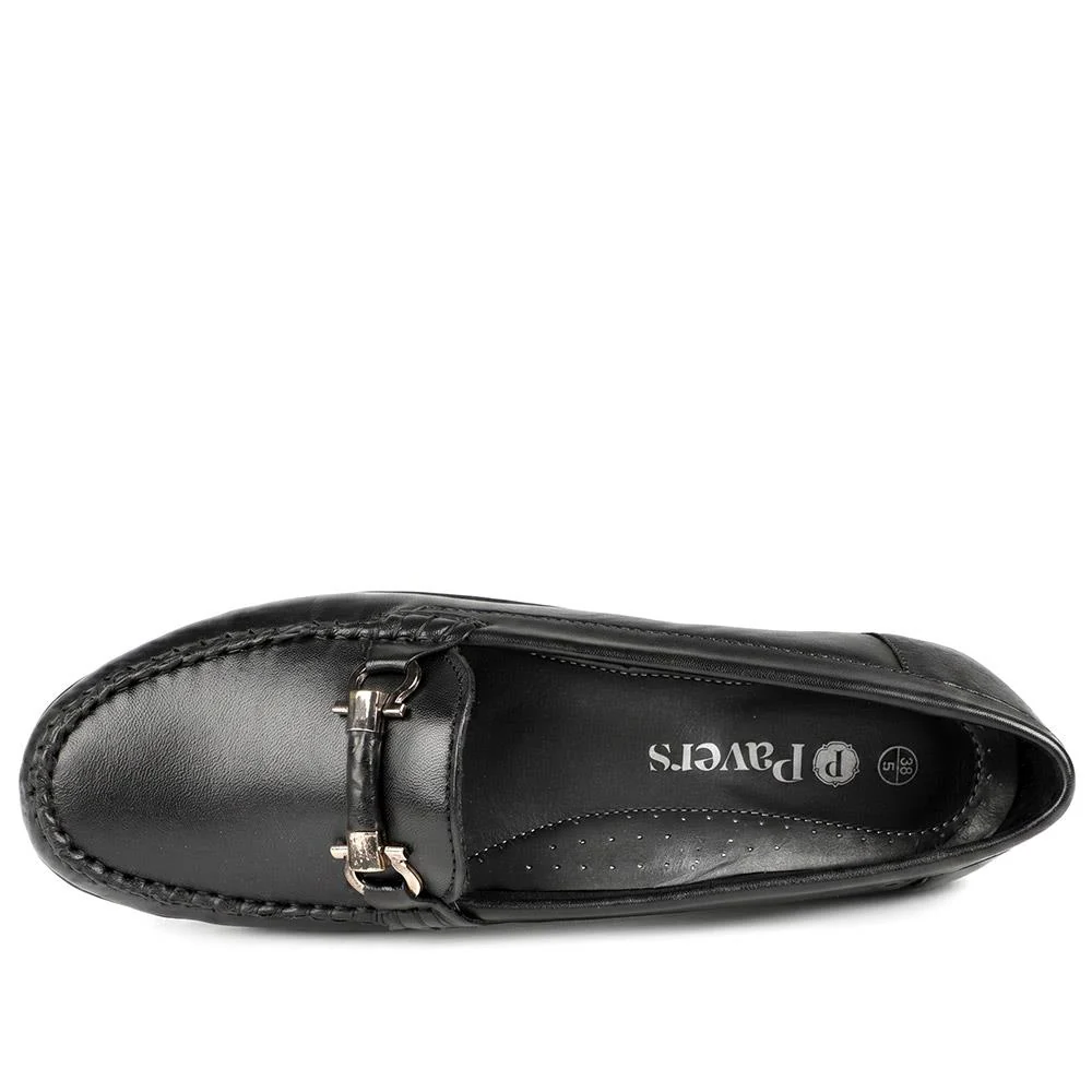 Casual Leather Moccasins - MOEN43000 / 329 547 - Black - Image 4
