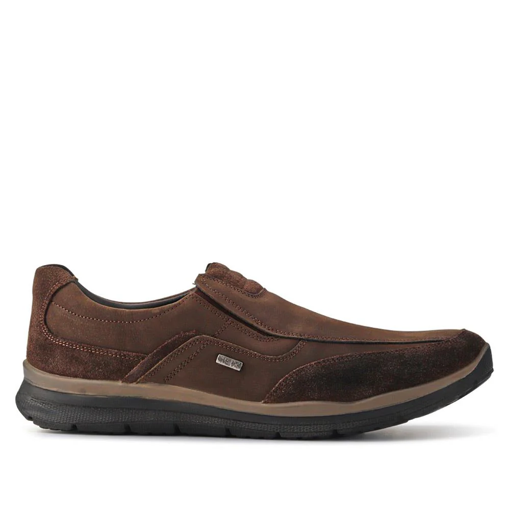 Casual Leather Slip-On Shoes - DDIN40012 / 326 586 - Brown - Image 2