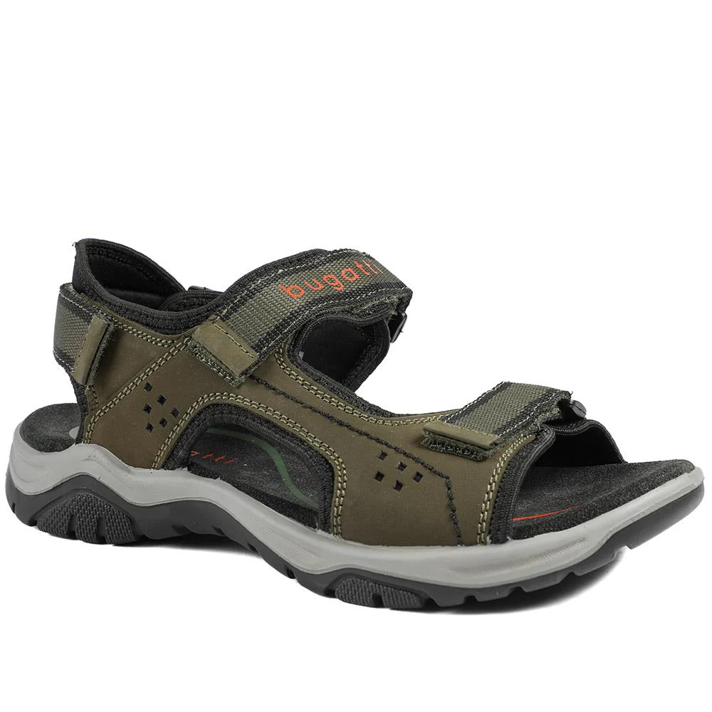 Casual Leather Strap Sandals - BUG43502 / 328 747 - Olive