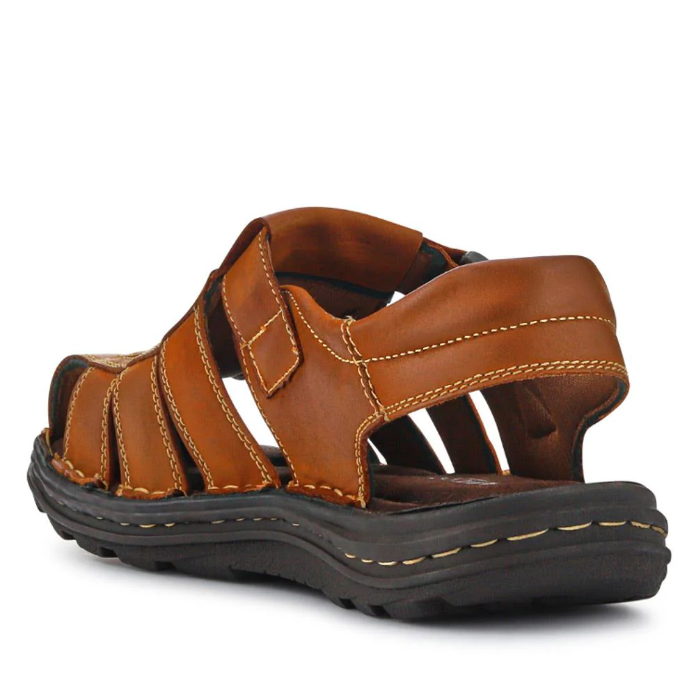 Casual Leather Touch-Fasten Sandals - AATRA41006 / 326 948 - Tan - Image 4