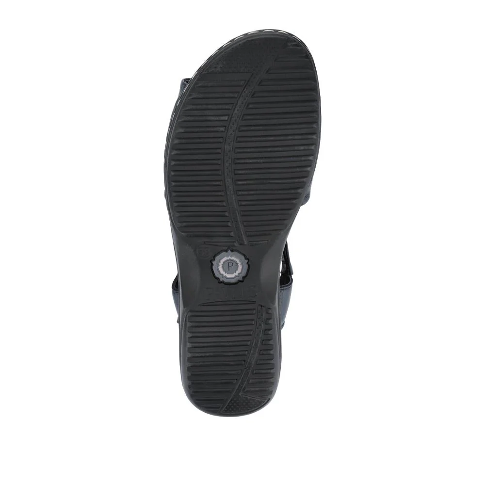 Casual Leather Touch-Fasten Sandals - KF41006 / 327 491 - Navy - Image 6
