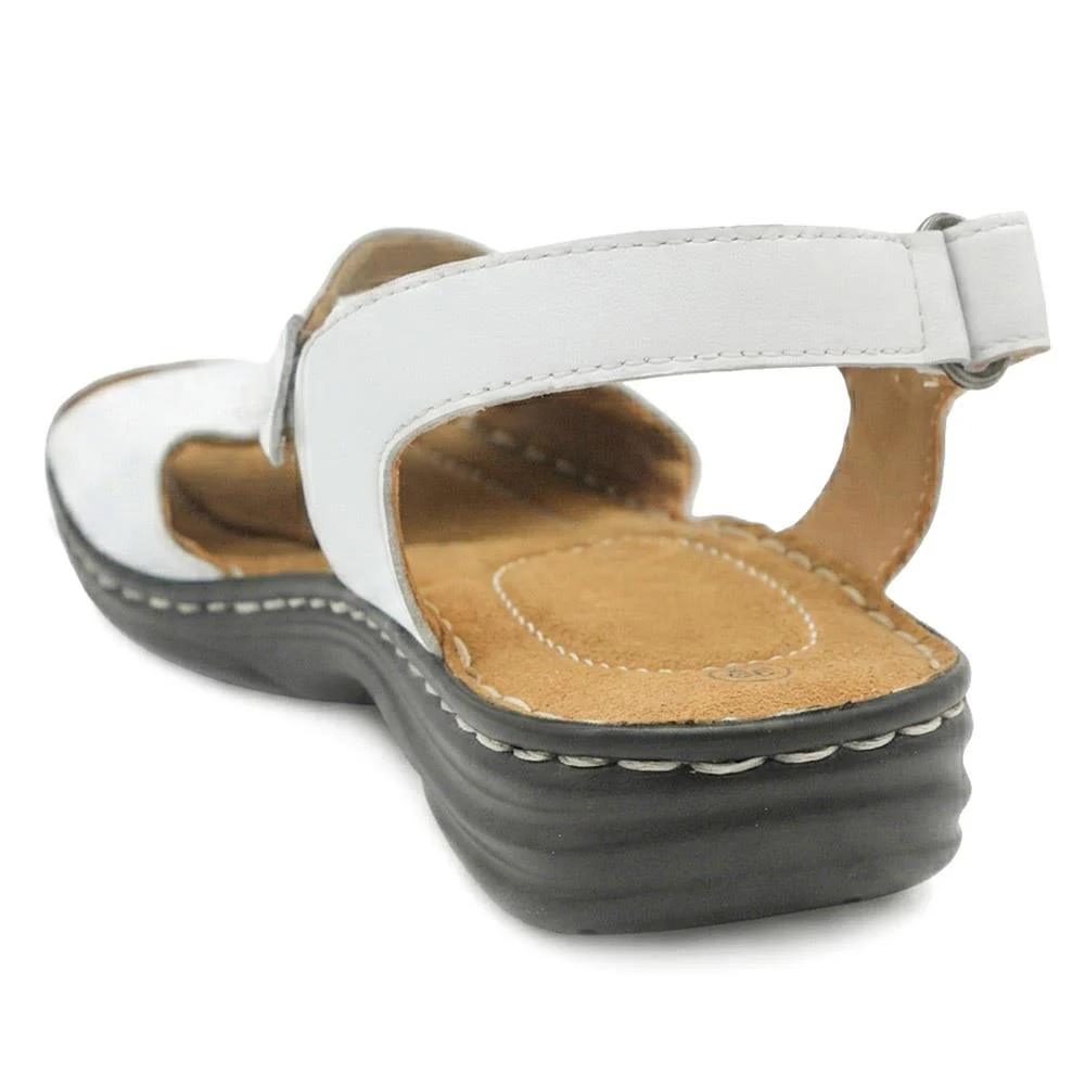 Casual Leather Touch-Fasten Sandals - KF41006 / 327 491 - White - Image 3