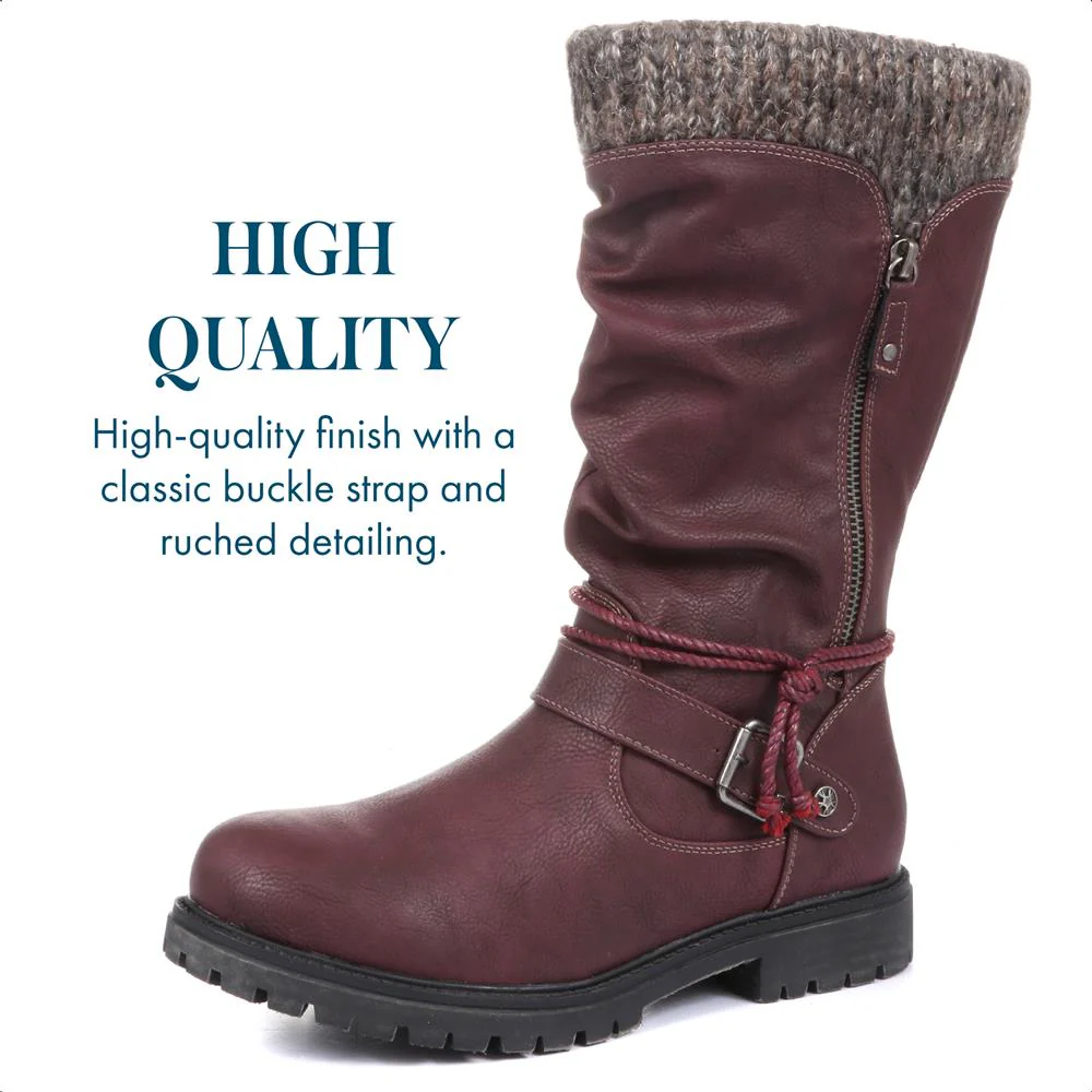 Casual Mid-Calf Boot - WBINS30015 / 316 204 - Burgundy - Image 3