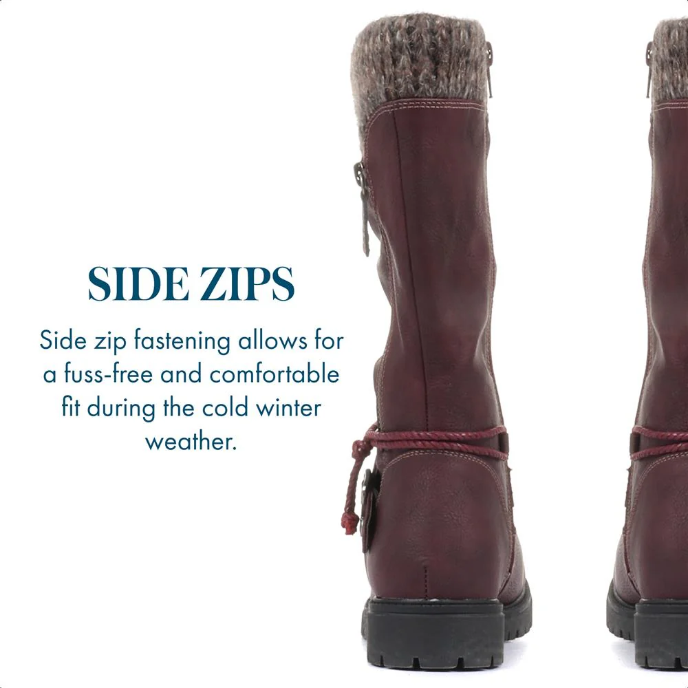 Casual Mid-Calf Boot - WBINS30015 / 316 204 - Burgundy - Image 5