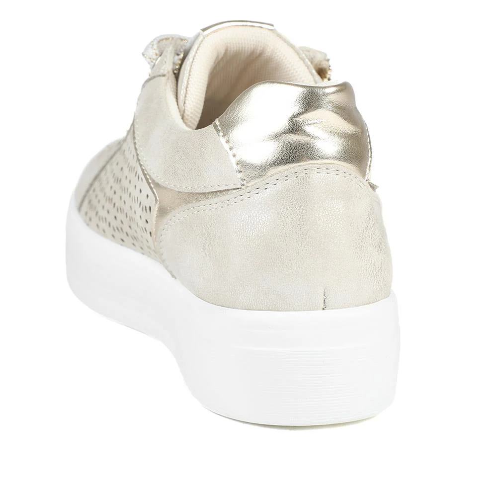 Casual Platform Trainers with Side Zip - WBINS43035 / 328 942 - Soft Gold - Image 3