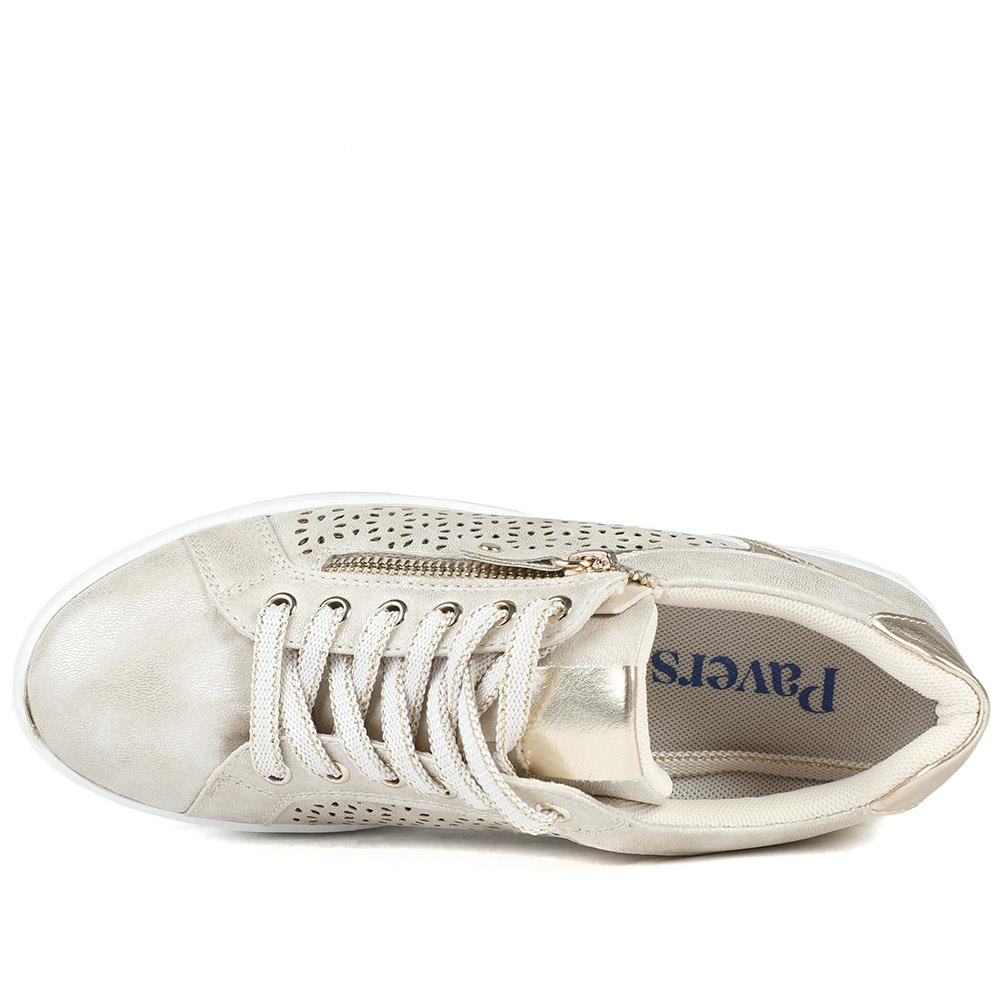 Casual Platform Trainers with Side Zip - WBINS43035 / 328 942 - Soft Gold - Image 4