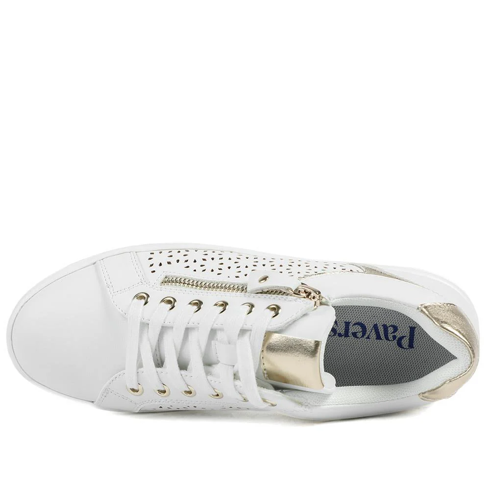 Casual Platform Trainers with Side Zip - WBINS43035 / 328 942 - White - Image 5