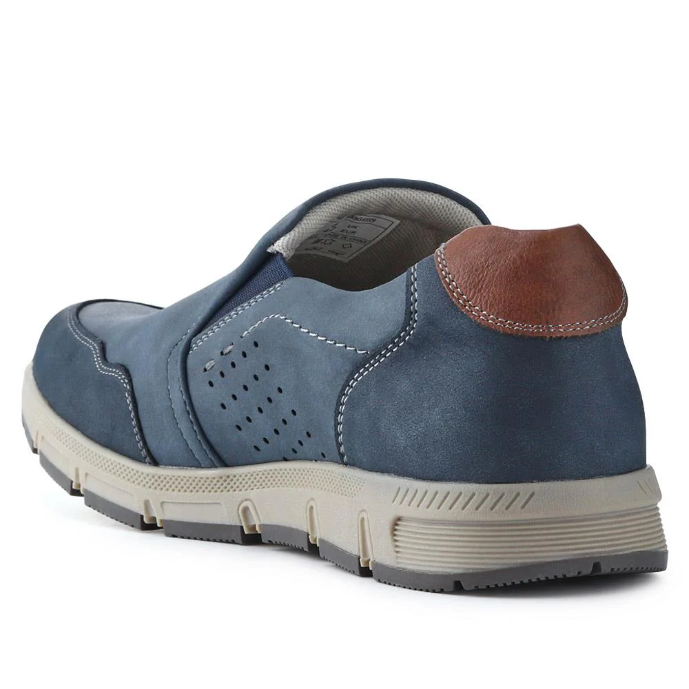 Wide Fit Casual Slip-On Trainers - WBINS40029 / 325 788 - Navy - Image 3