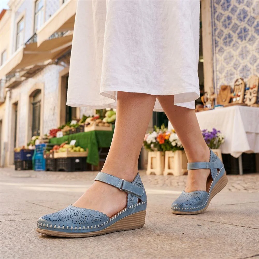 Casual Leather Touch Fasten Mary Janes - METIN41008 / 327 207 - Denim Blue - Image 2