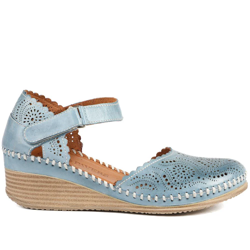 Casual Leather Touch Fasten Mary Janes - METIN41008 / 327 207 - Denim Blue - Image 3