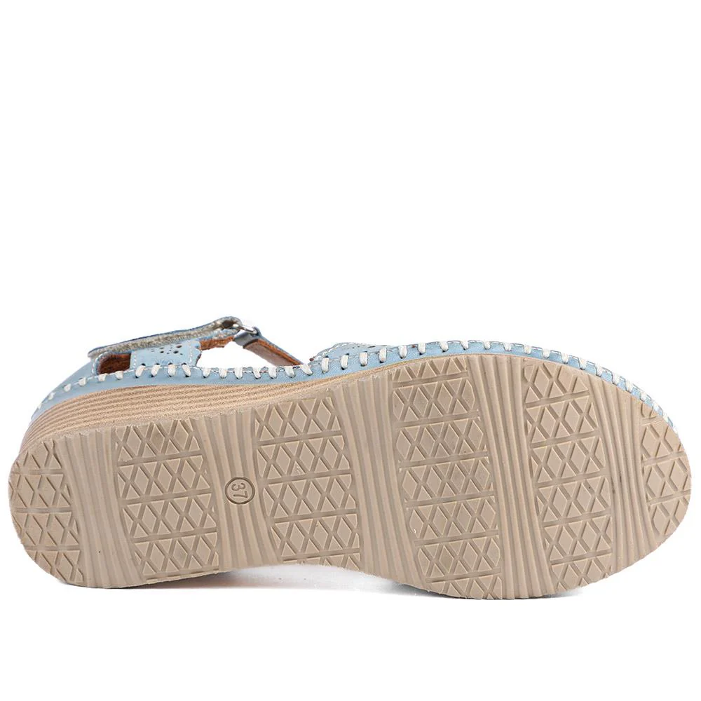 Casual Leather Touch Fasten Mary Janes - METIN41008 / 327 207 - Denim Blue - Image 6