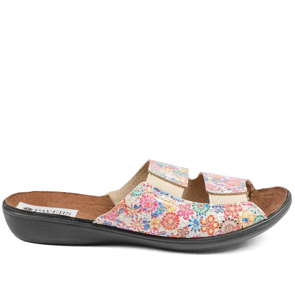 Casual Two-Strap Sandals - ADA43001 / 329 292 - BEIGE FLORAL - Image 3