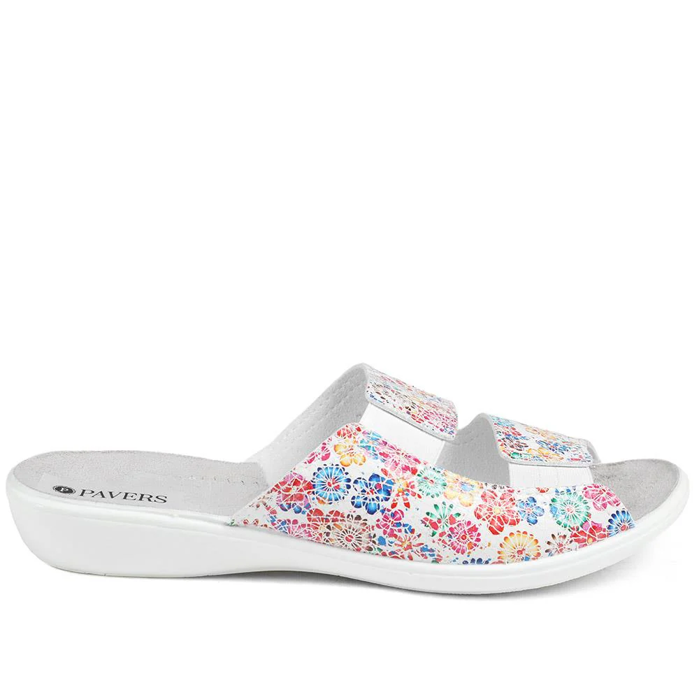 Casual Two-Strap Sandals - ADA43001 / 329 292 - White Floral - Image 3