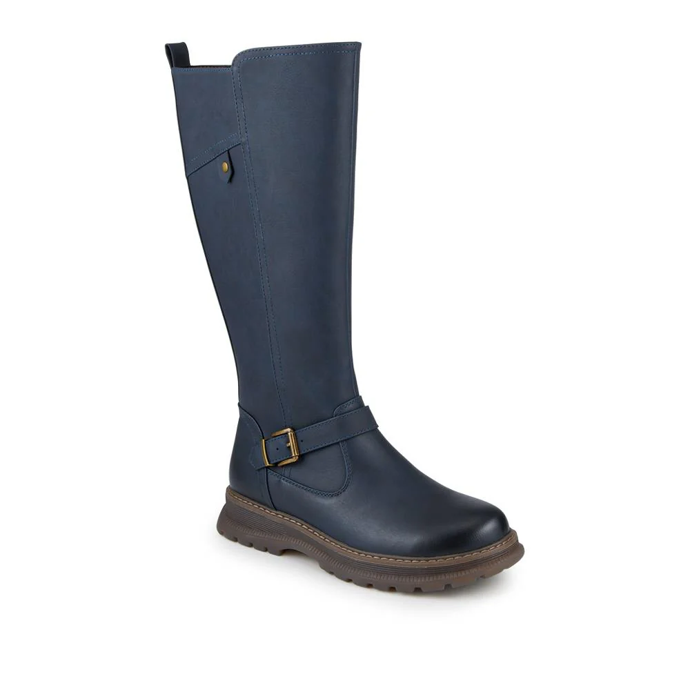 Casual Wedge Heel Long Boots - PINYI42010 / 328 380 - Navy