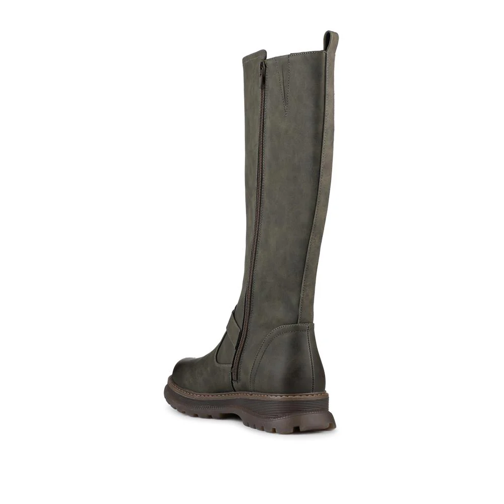 Casual Wedge Heel Long Boots - PINYI42010 / 328 380 - Khaki - Image 3