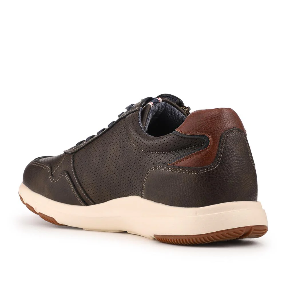 Casual Zip & Lace Faux Leather Trainers - WOIL42038 / 327 995 - Khaki - Image 2