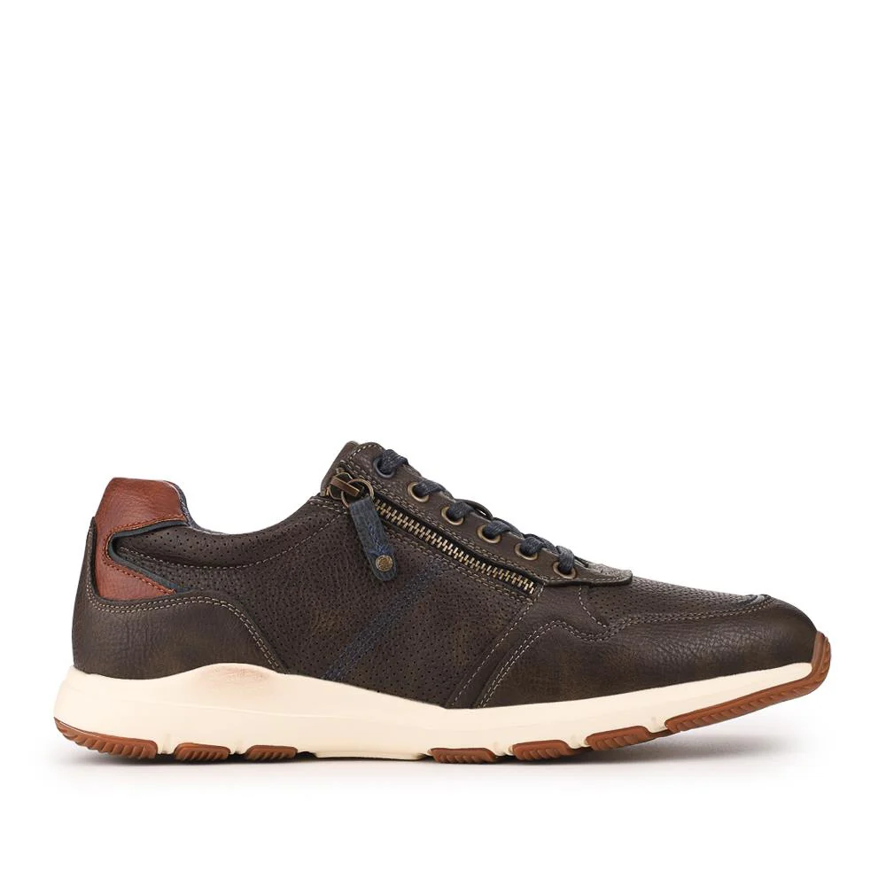 Casual Zip & Lace Faux Leather Trainers - WOIL42038 / 327 995 - Khaki - Image 3