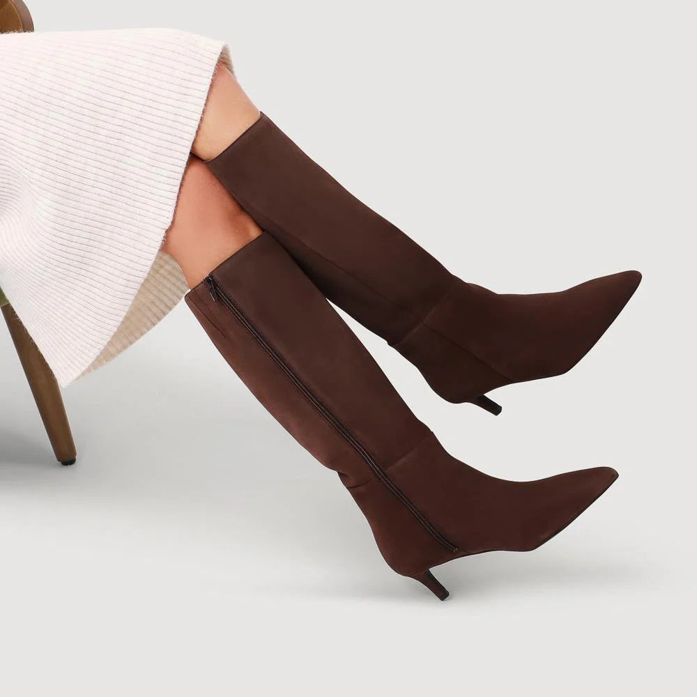 Catia Leather Long Boots - CATIA / 325 952 - Chocolate Suede - Image 5