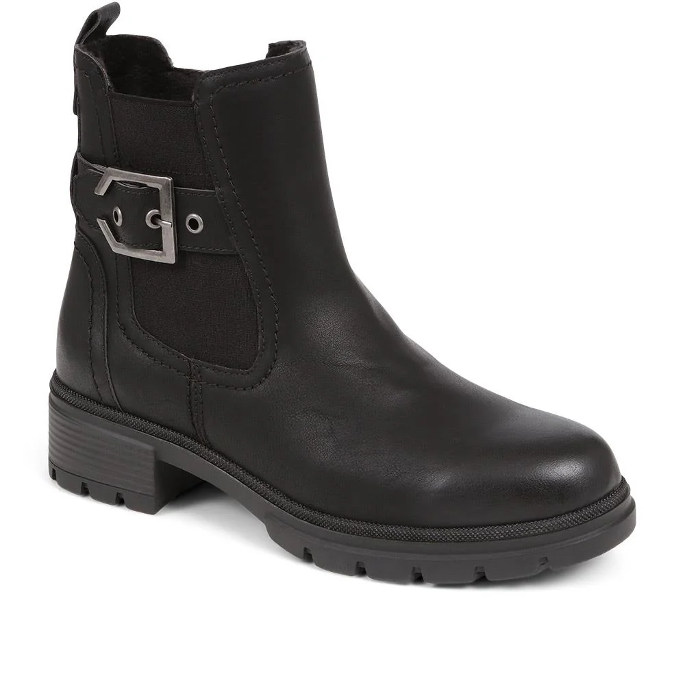 Chunky Buckle Detail Ankle Boots - CENTR38009 / 324 134 - Black