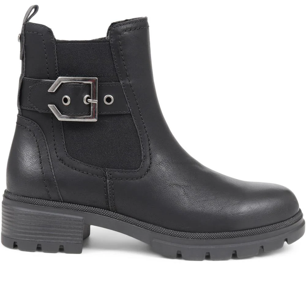 Chunky Buckle Detail Ankle Boots - CENTR38009 / 324 134 - Black - Image 2