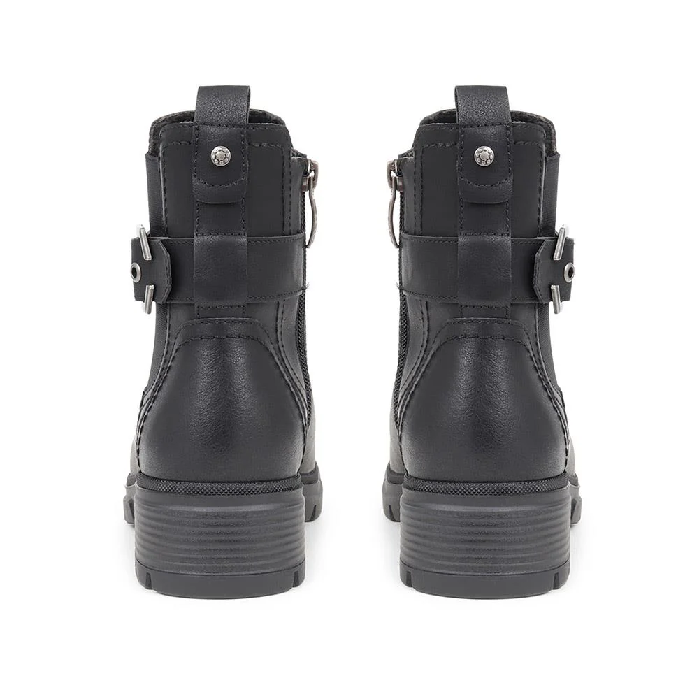 Chunky Buckle Detail Ankle Boots - CENTR38009 / 324 134 - Black - Image 3