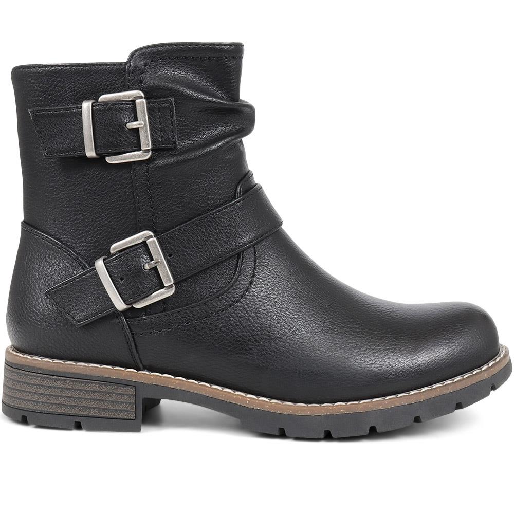 Chunky Buckle Detail Ankle Boots - WBINS38139 / 324 530 - Black - Image 2