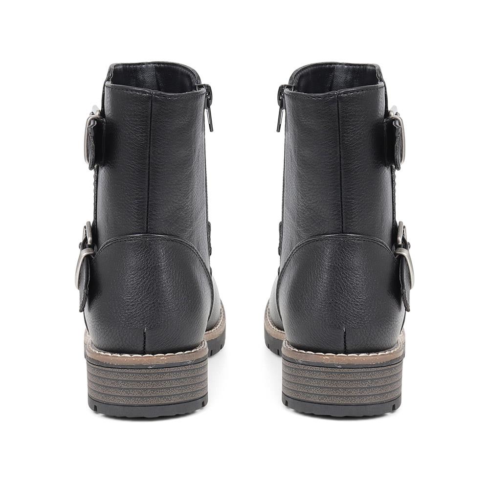 Chunky Buckle Detail Ankle Boots - WBINS38139 / 324 530 - Black - Image 3