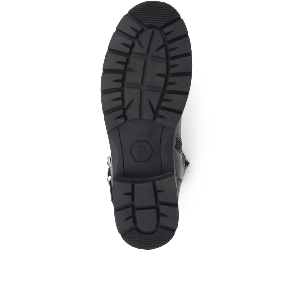 Chunky Buckle Detail Ankle Boots - WBINS38139 / 324 530 - Black - Image 4