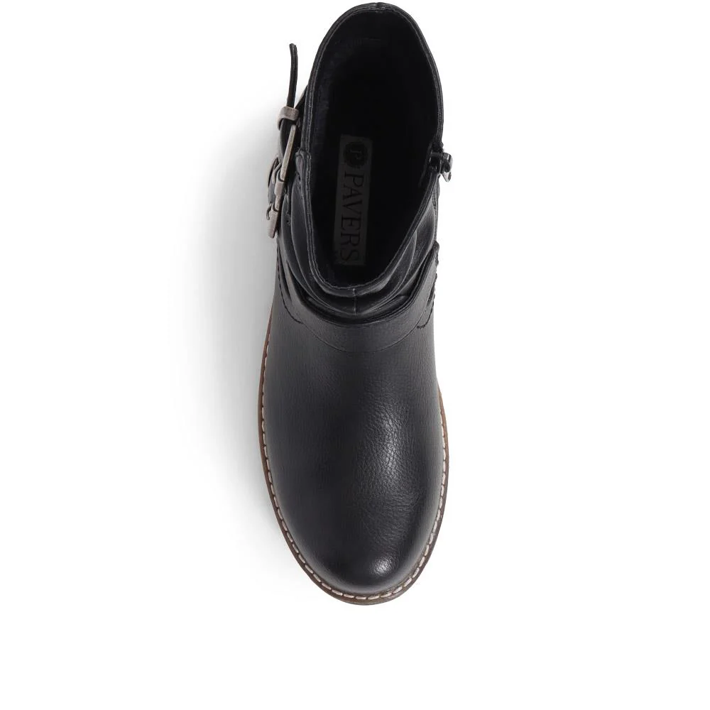 Chunky Buckle Detail Ankle Boots - WBINS38139 / 324 530 - Black - Image 5