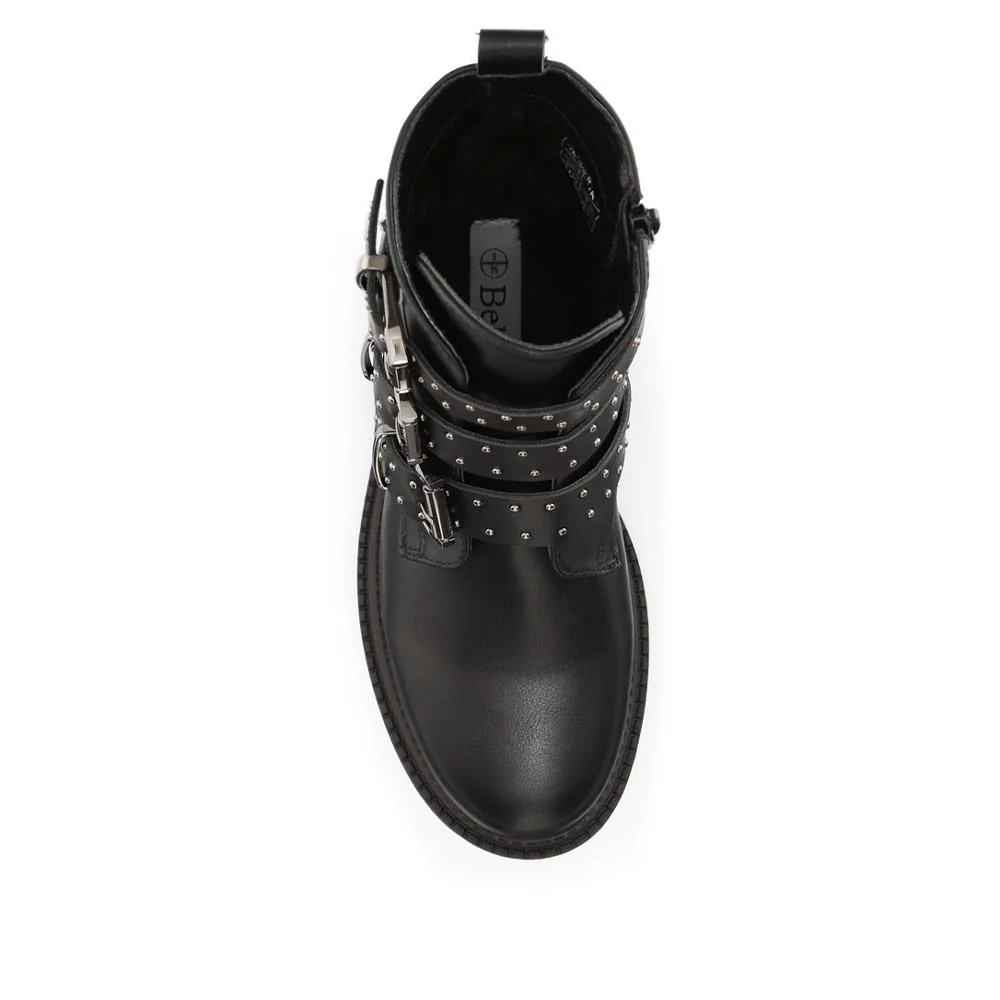 Chunky Buckle-Up Ankle Boots - BELWBINS40184 / 326 367 - Black - Image 4