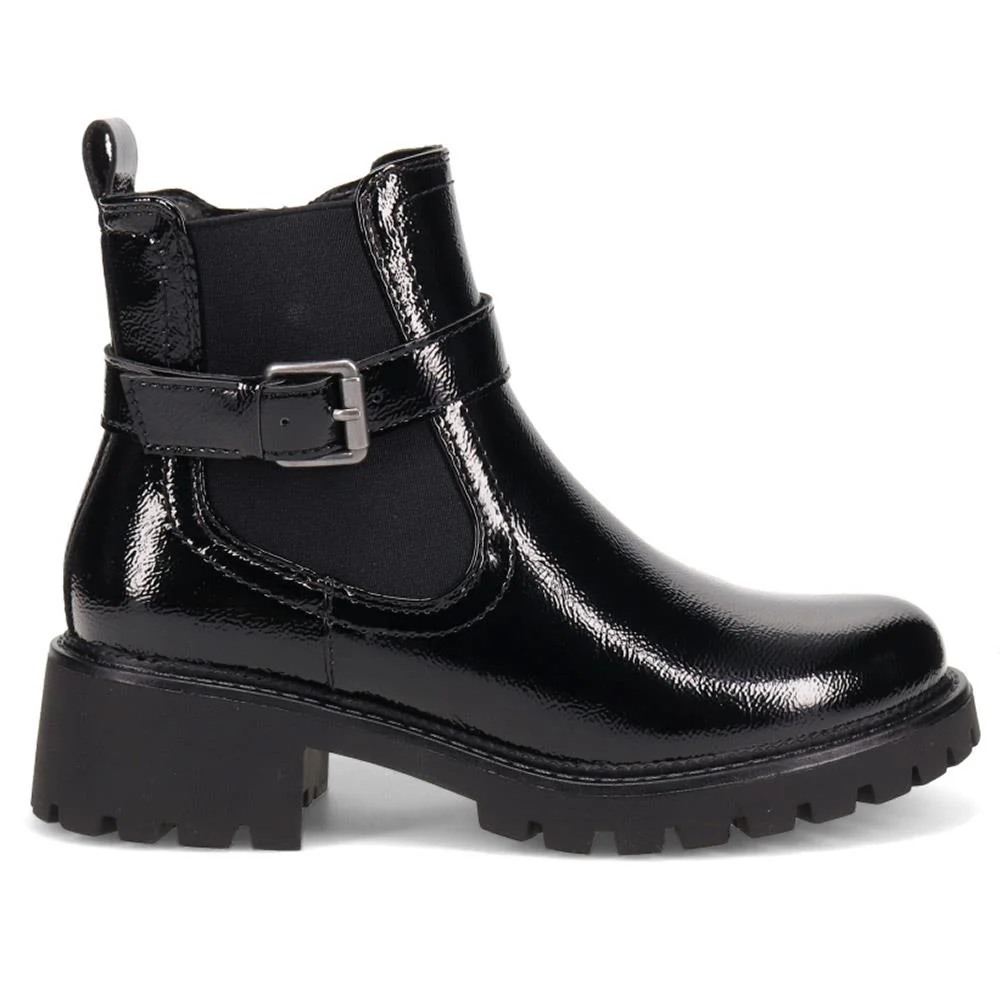 Chunky Buckled Ankle Boots - BELWBINS40179 / 326 262 - Black Patent - Image 2