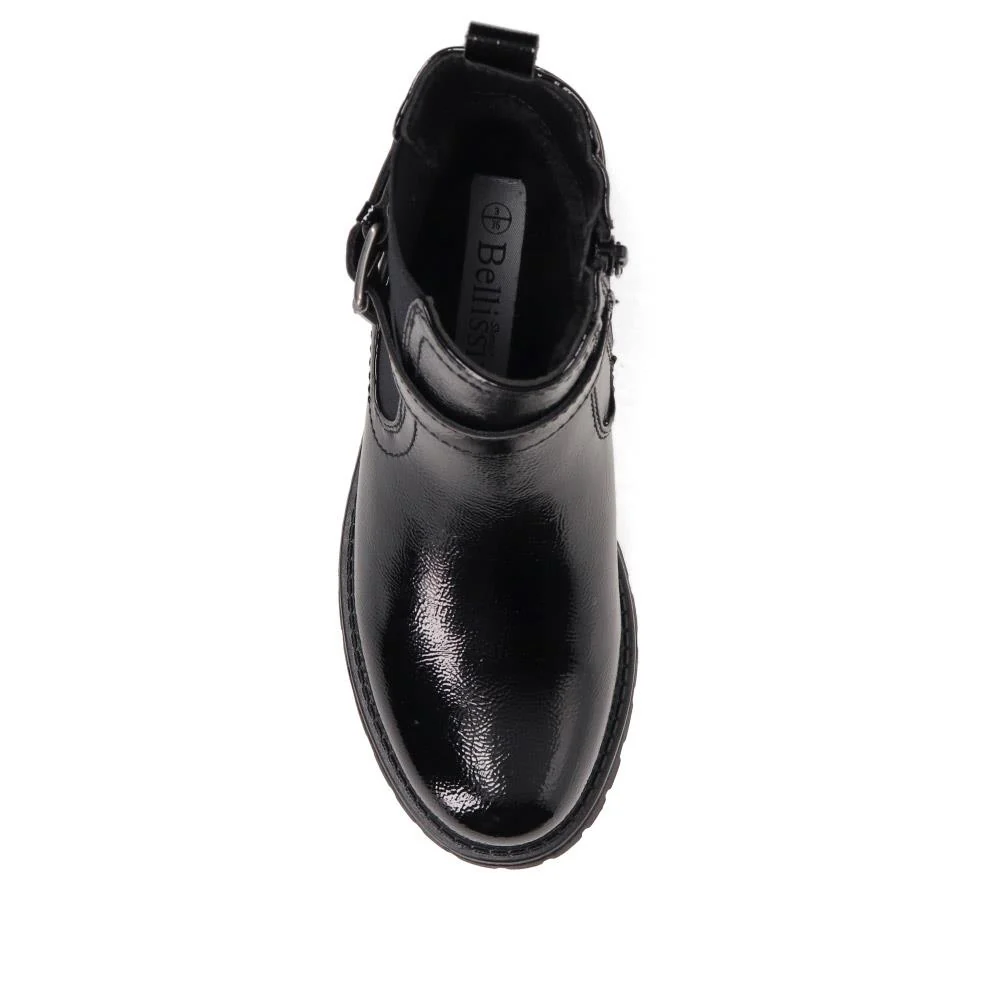 Chunky Buckled Ankle Boots - BELWBINS40179 / 326 262 - Black Patent - Image 5