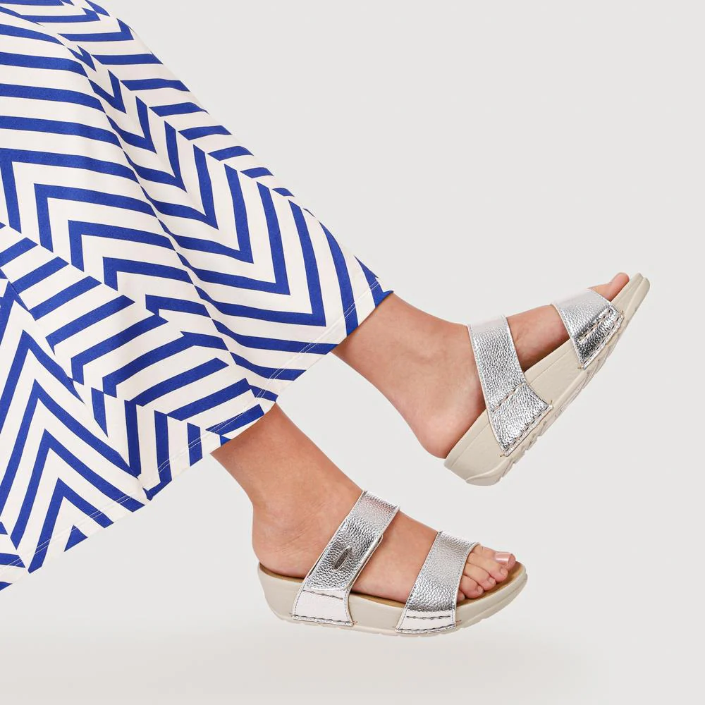 Chunky Dual-Strap Touch-Fasten Sandals - FLY41027 / 326 669 - Silver - Image 5