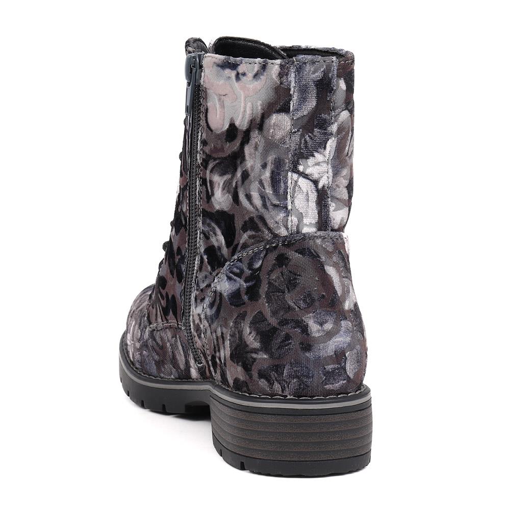 Chunky Lace-Up Ankle Boots - WBINS32015 / 318 884 - Grey Floral - Image 3
