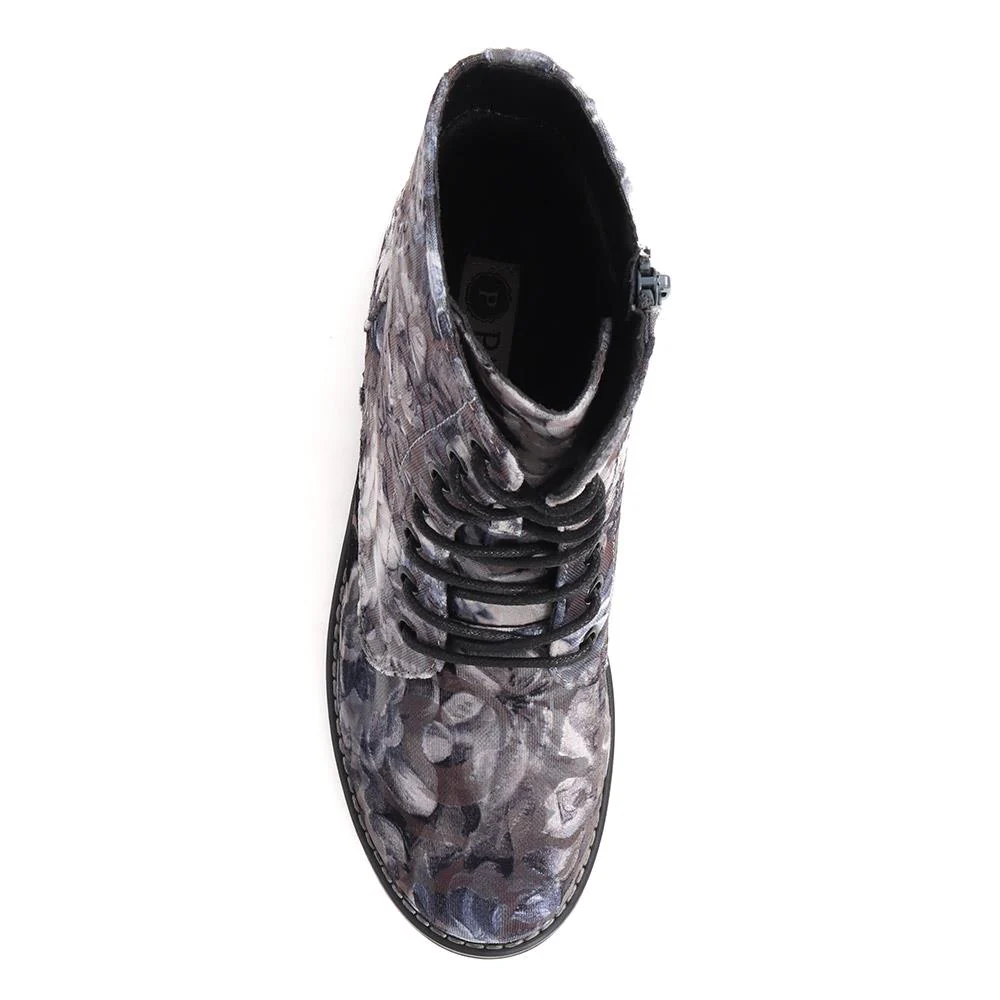 Chunky Lace-Up Ankle Boots - WBINS32015 / 318 884 - Grey Floral - Image 4