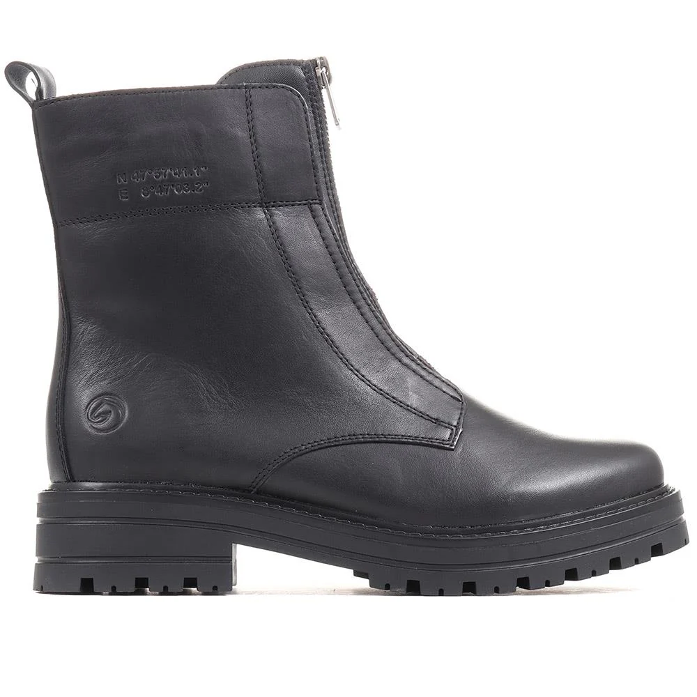Chunky Leather Ankle Boots - DRS36512 / 322 975 - Black - Image 2