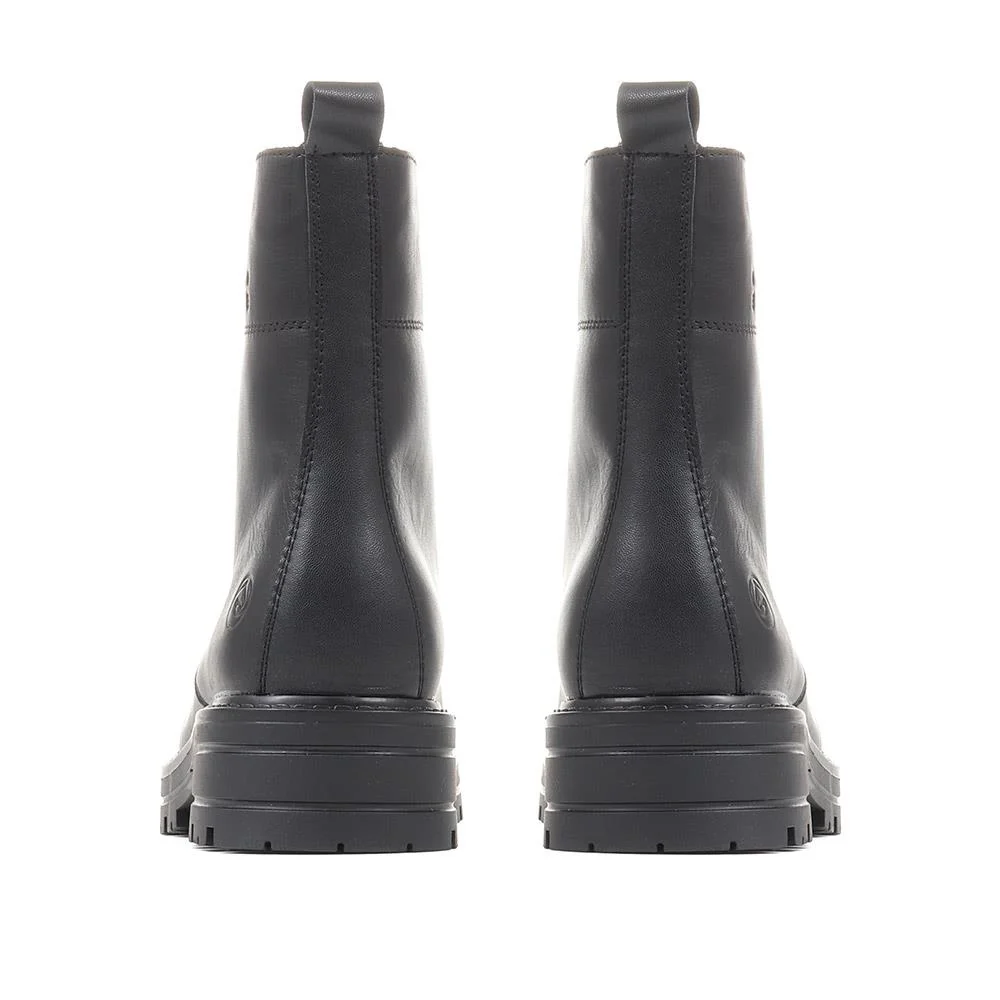 Chunky Leather Ankle Boots - DRS36512 / 322 975 - Black - Image 3