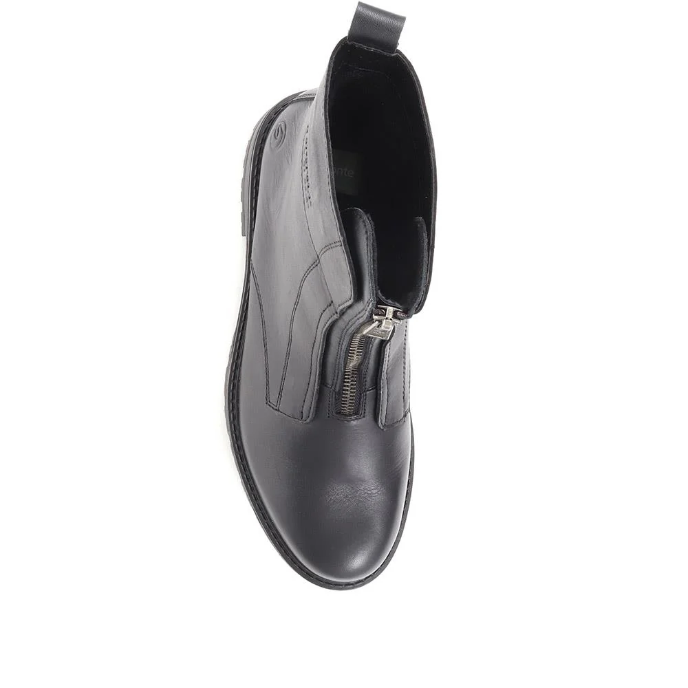 Chunky Leather Ankle Boots - DRS36512 / 322 975 - Black - Image 4