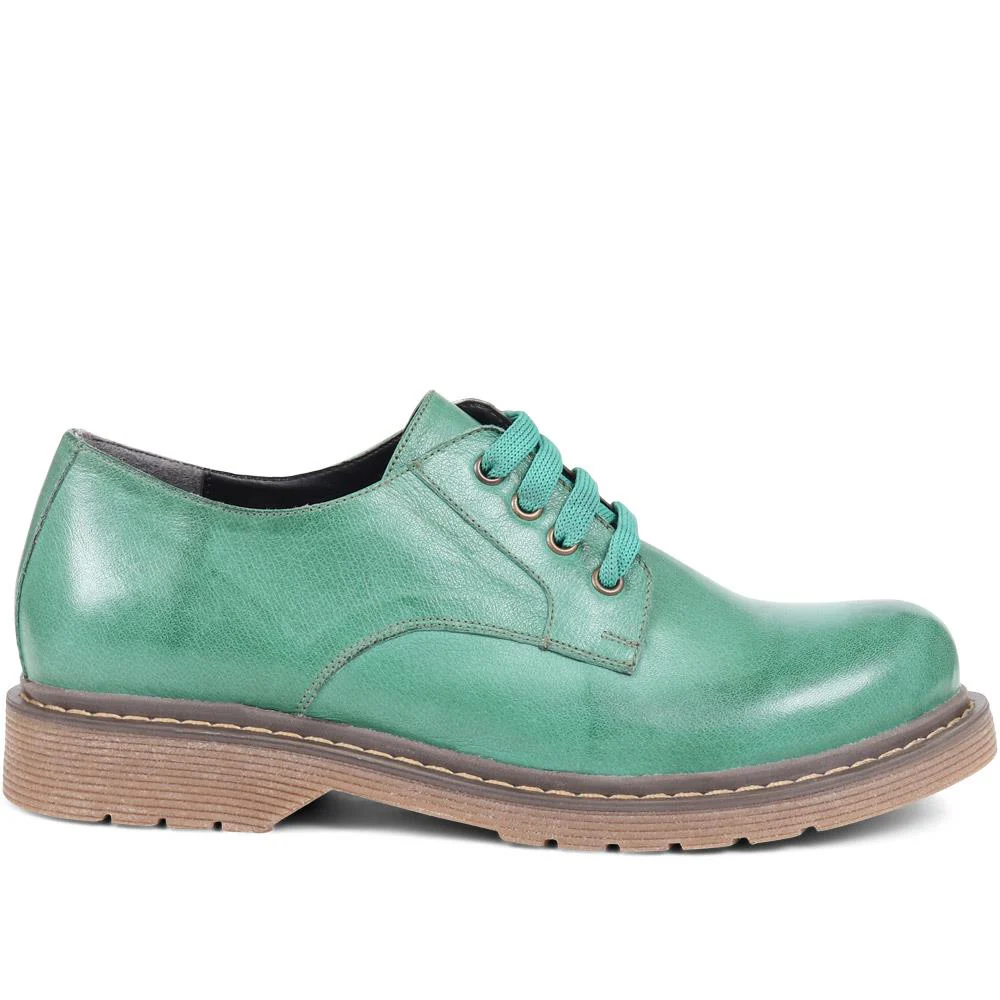 Chunky Leather Brogues - BELYNR38007 / 324 438 - Green - Image 2