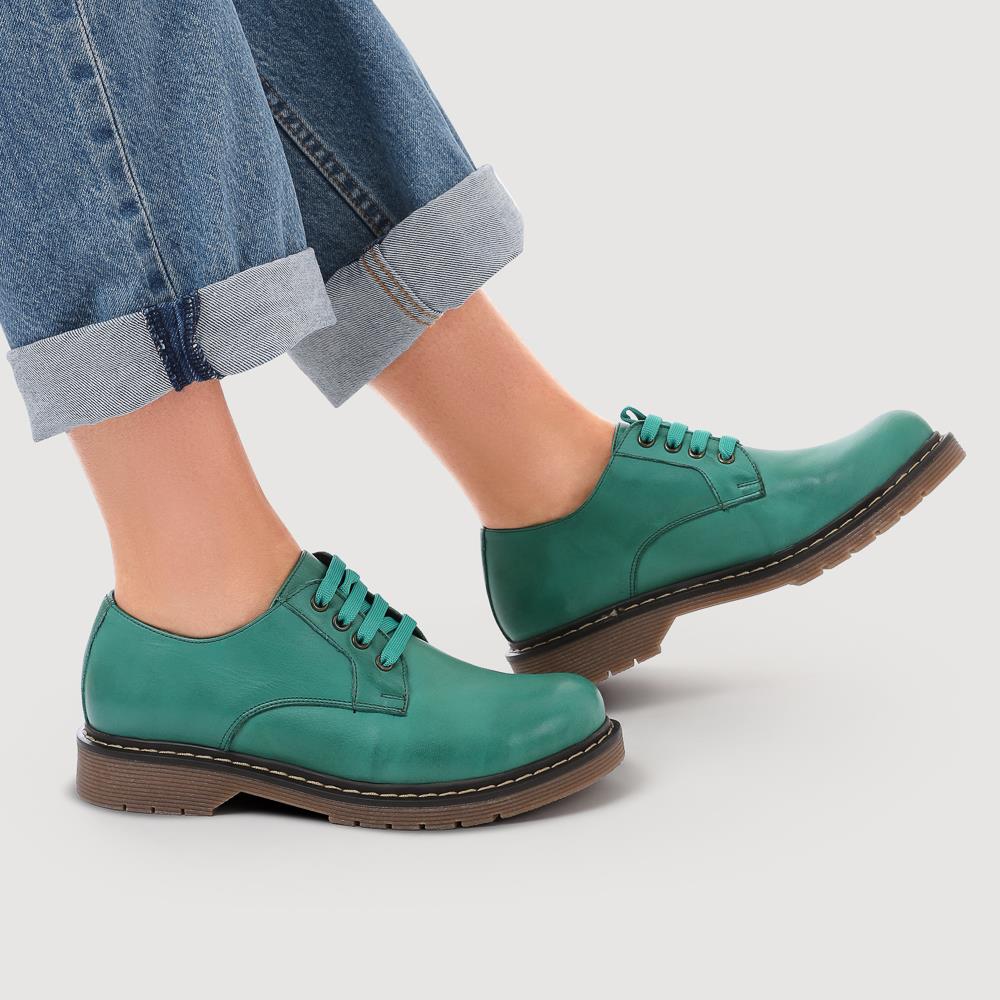 Chunky Leather Brogues - BELYNR38007 / 324 438 - Green - Image 4