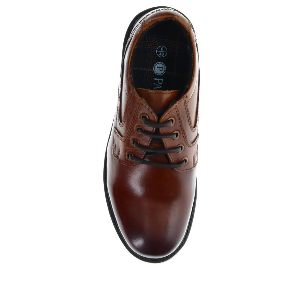 Chunky Leather Lace-up Shoes - TEJ40001 / 325 974 - Cognac - Image 4