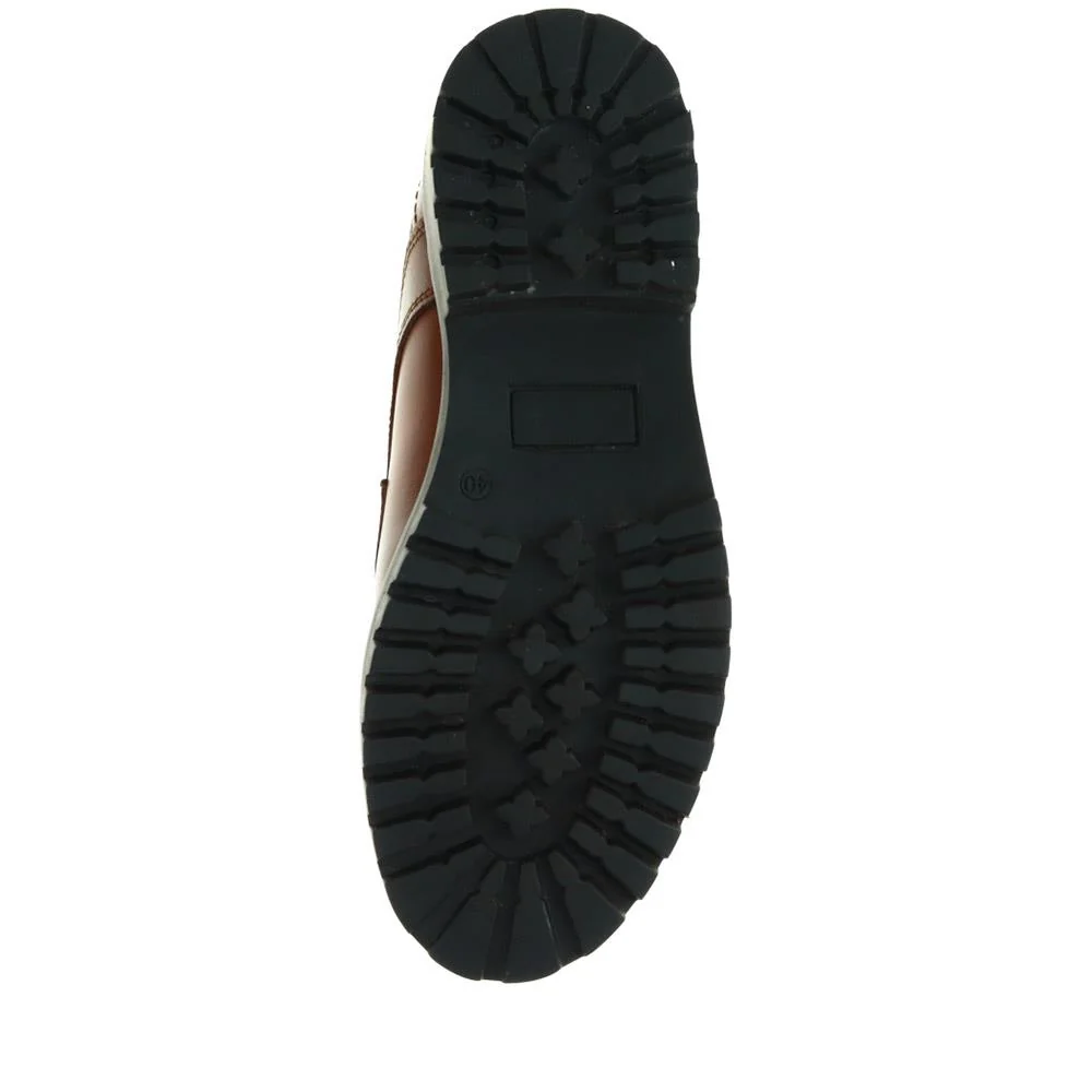 Chunky Leather Lace-up Shoes - TEJ40001 / 325 974 - Cognac - Image 5