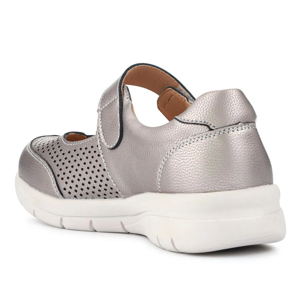 Wide Fit Chunky Leather Mary Janes - BRK41037 / 327 020 - Pewter - Image 3