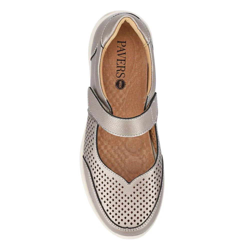 Wide Fit Chunky Leather Mary Janes - BRK41037 / 327 020 - Pewter - Image 4