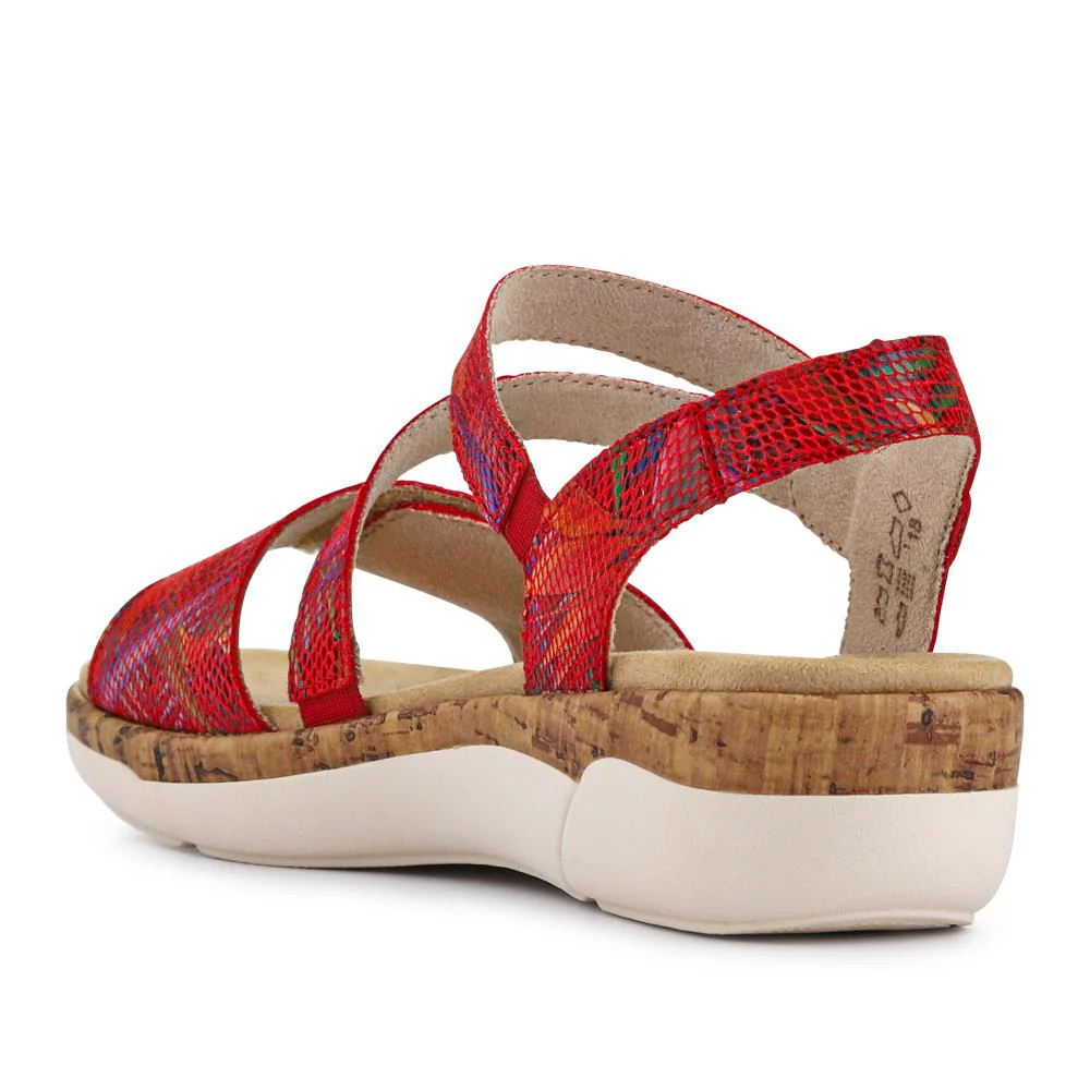 Chunky-Sole Leather Sandals - DRS41512 / 327 090 - Red Multi - Image 3