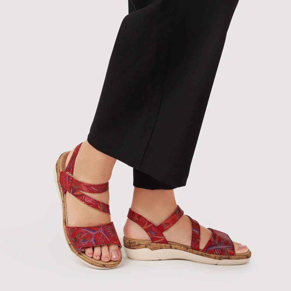 Chunky-Sole Leather Sandals - DRS41512 / 327 090 - Red Multi - Image 5